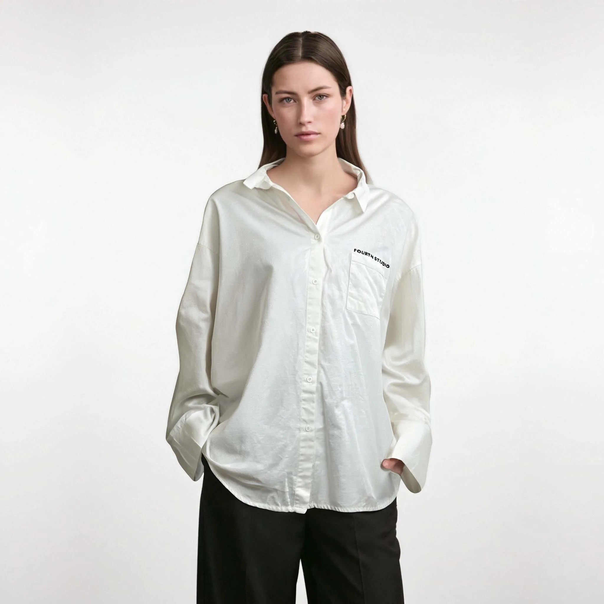 Women Dress Personalized White Button up Down Casual Shirts for Women Long Sleeve