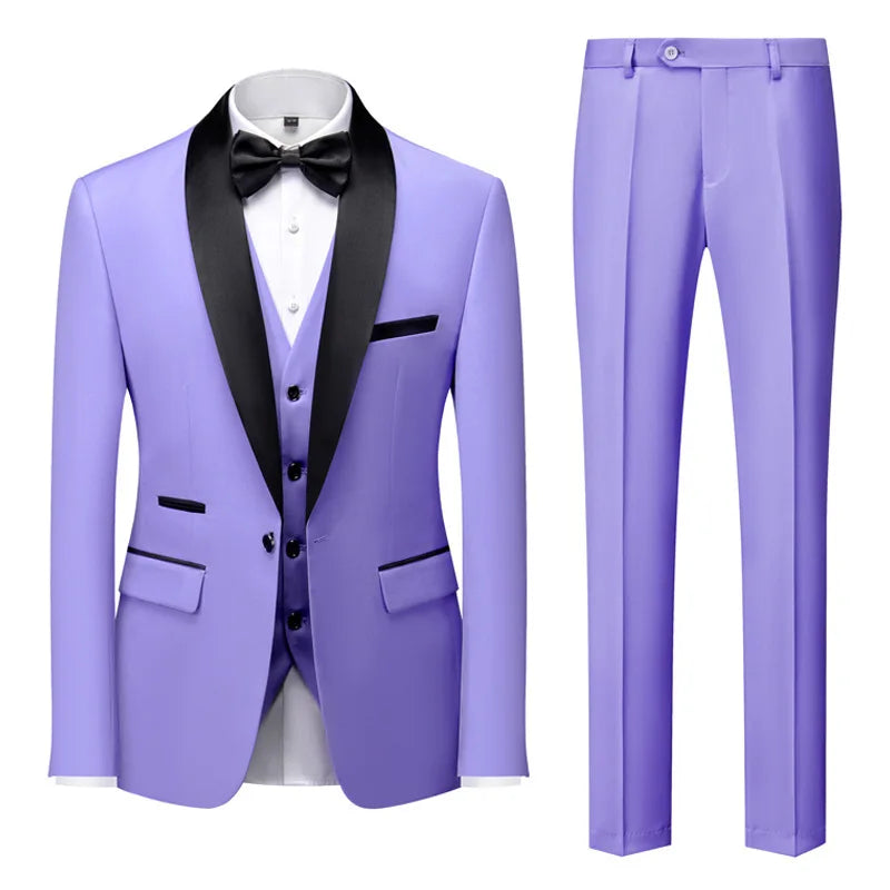 S6363F Drop Shipping High-quality Business Leisure Green Fruit Collar Western Clothing Slim Coat Mens Wedding Suits Set