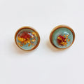 French Court Retro S925 Silver Needle Natural Dried Flower Resin Dripping Stud Earrings Fashion Jewelry for Women & Girls