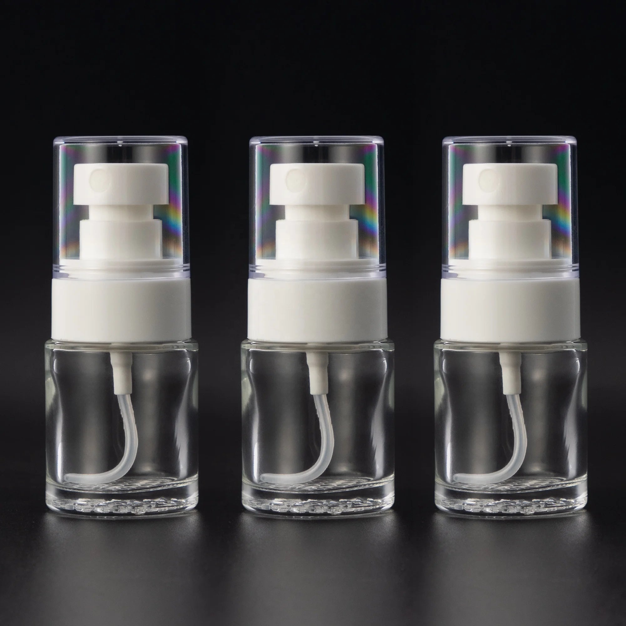 20ml Glass Spray Bottle with White Safety Cap & Transparent Protective Cover Pump Sealer for Cosmetics Packaging