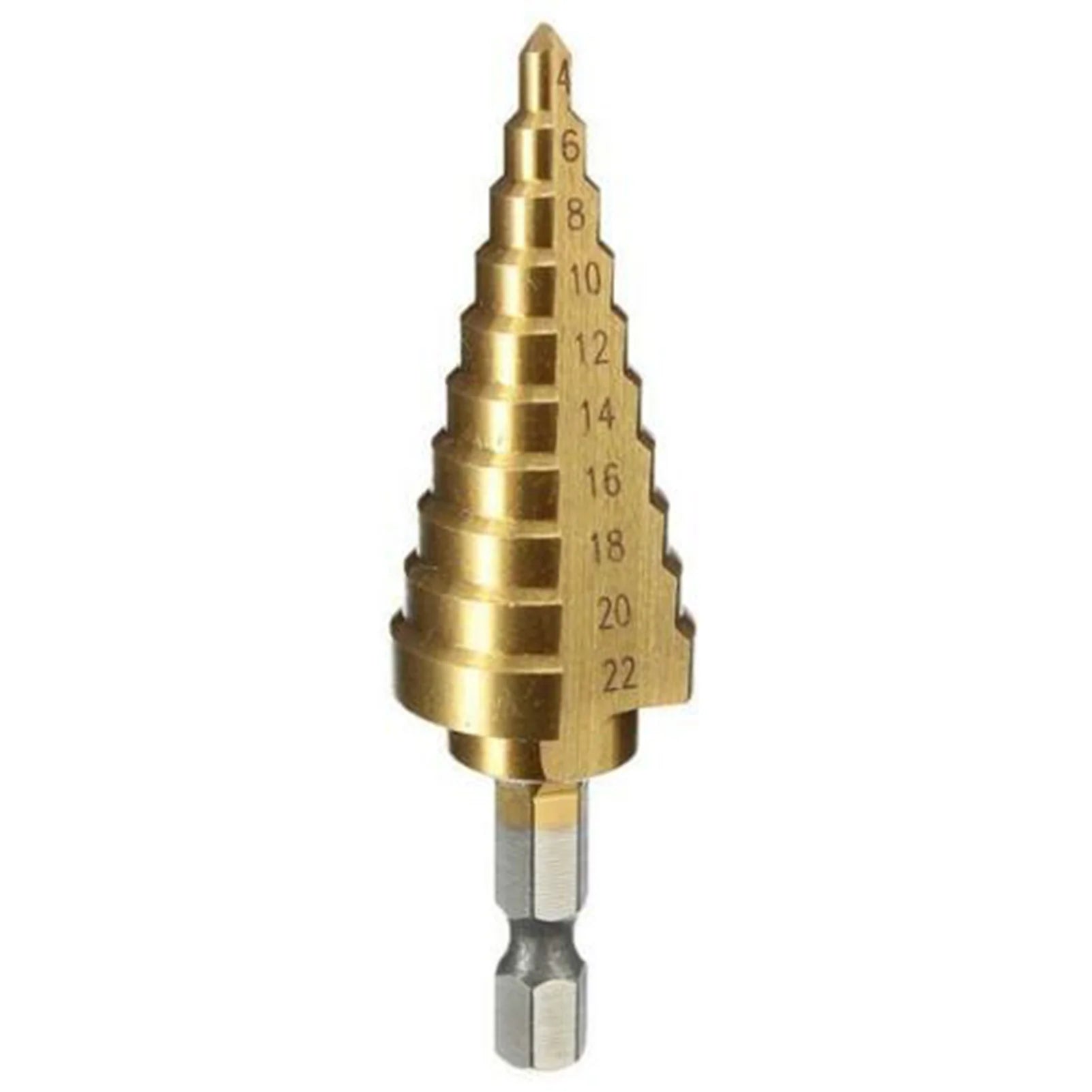 High-Speed Steel 4-22MM HSS Hexagonal Shank Titanium Step Cone Drill Bit 1pc High-Speed Steel Step Cone Dril Bit for Drilling