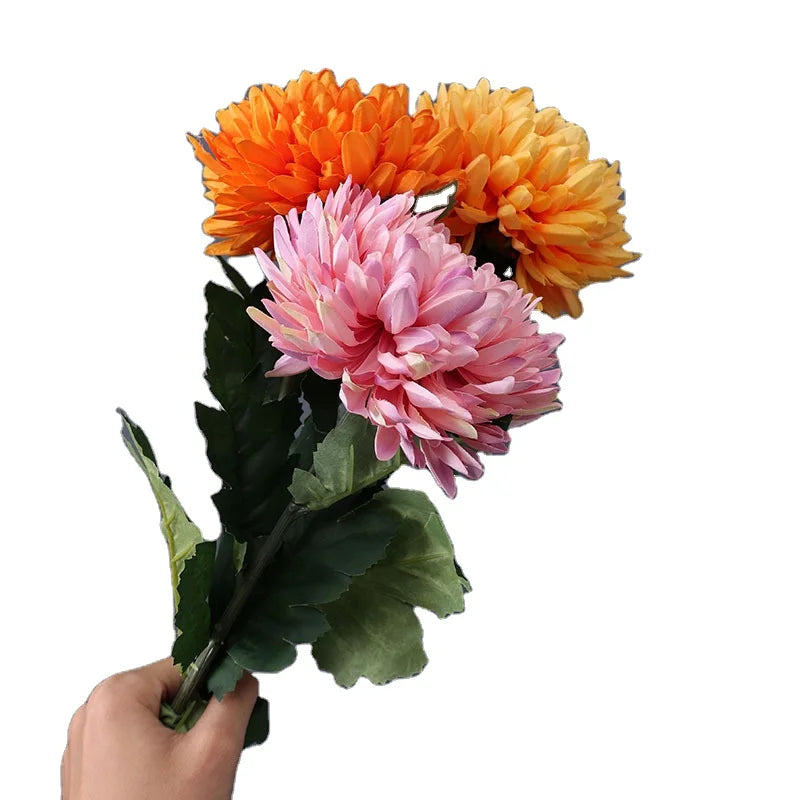 Hot sale home decorative large silk artificial chrysanthemum flower for sale