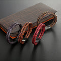 Factory Wholesale Spot Sales Double Layer Braided Leather Wristband Bracelet Men's Fashion Genuine Leather Cuff Bracelet