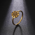 Myshape Viking Compass Helm of Awe Ring Stainless Steel Gold Color Women Rings Aegishjalmur Nordic Amulet Jewelry Gift for Lover