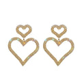 S925 Silver Needle Stud Fashion Diamond Double Love Charm Earrings Long Peach Heart Earrings for Women Jewelry
