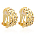 Factory direct grid pattern luxury zircon crystal non pierced ear clip gold color earings wedding gifts boucle oreille
