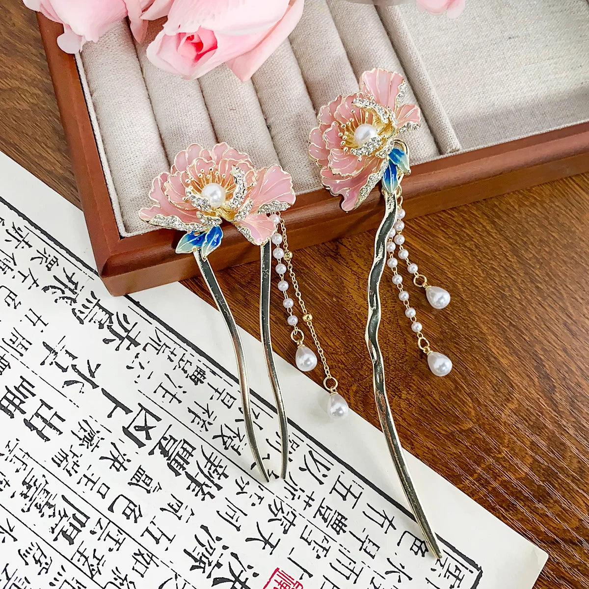 SongMay Classic Elegant Flower Design Chinese Style Hair Pin Durable Alloy Hair Fork for Girls Women Newest Hair Accessories