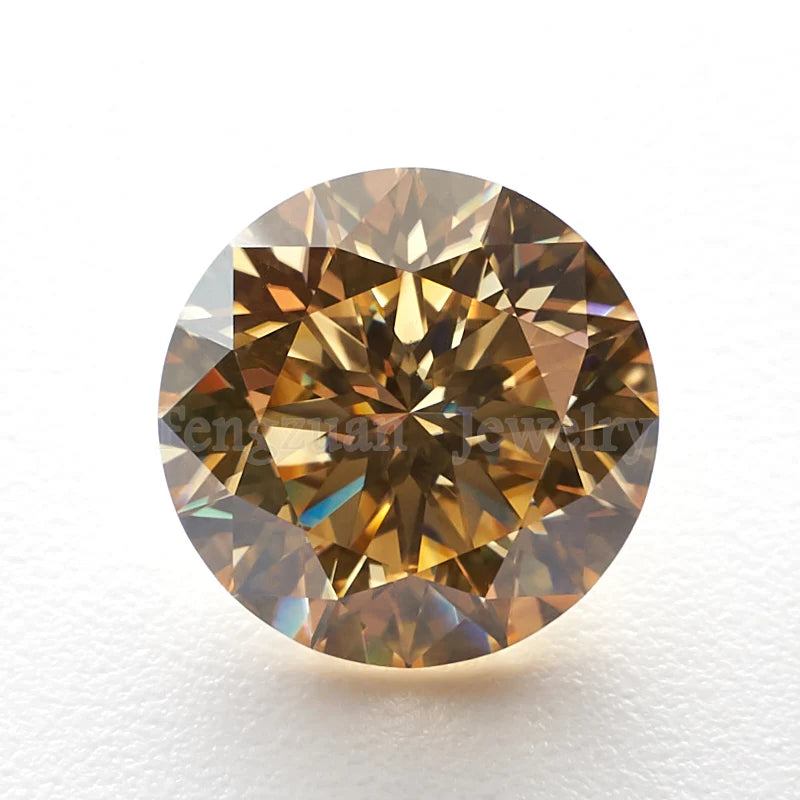 Moissanite 5mm-12mm Champagne Color Round 0.5CT-6CT Loose Moissanite With GRA Certificate for Making Jewelry