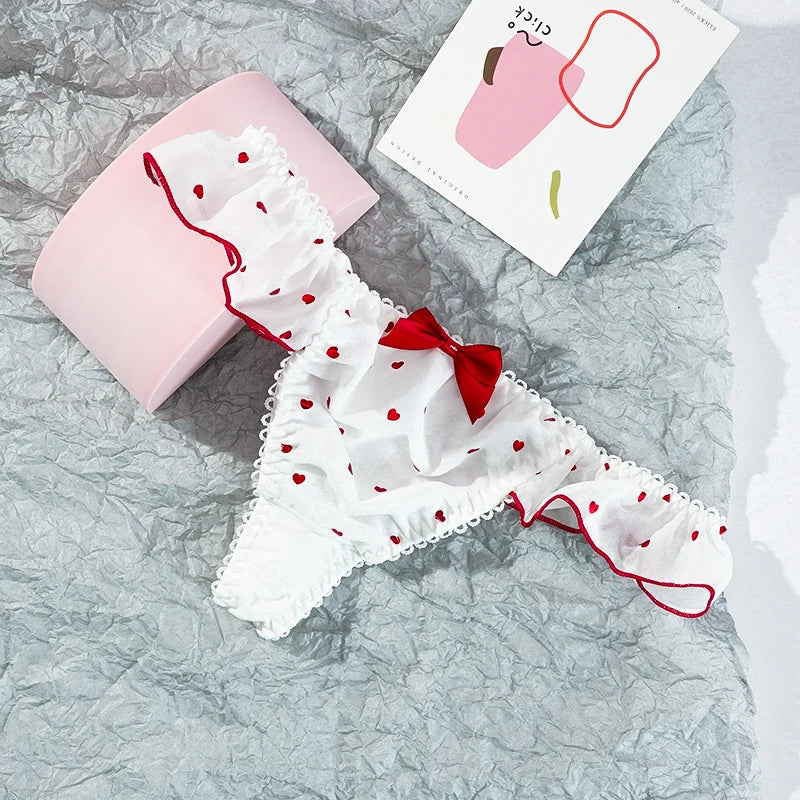 Young Girl Cute Thong Underwear Dotted Women's Thong Panty Bow