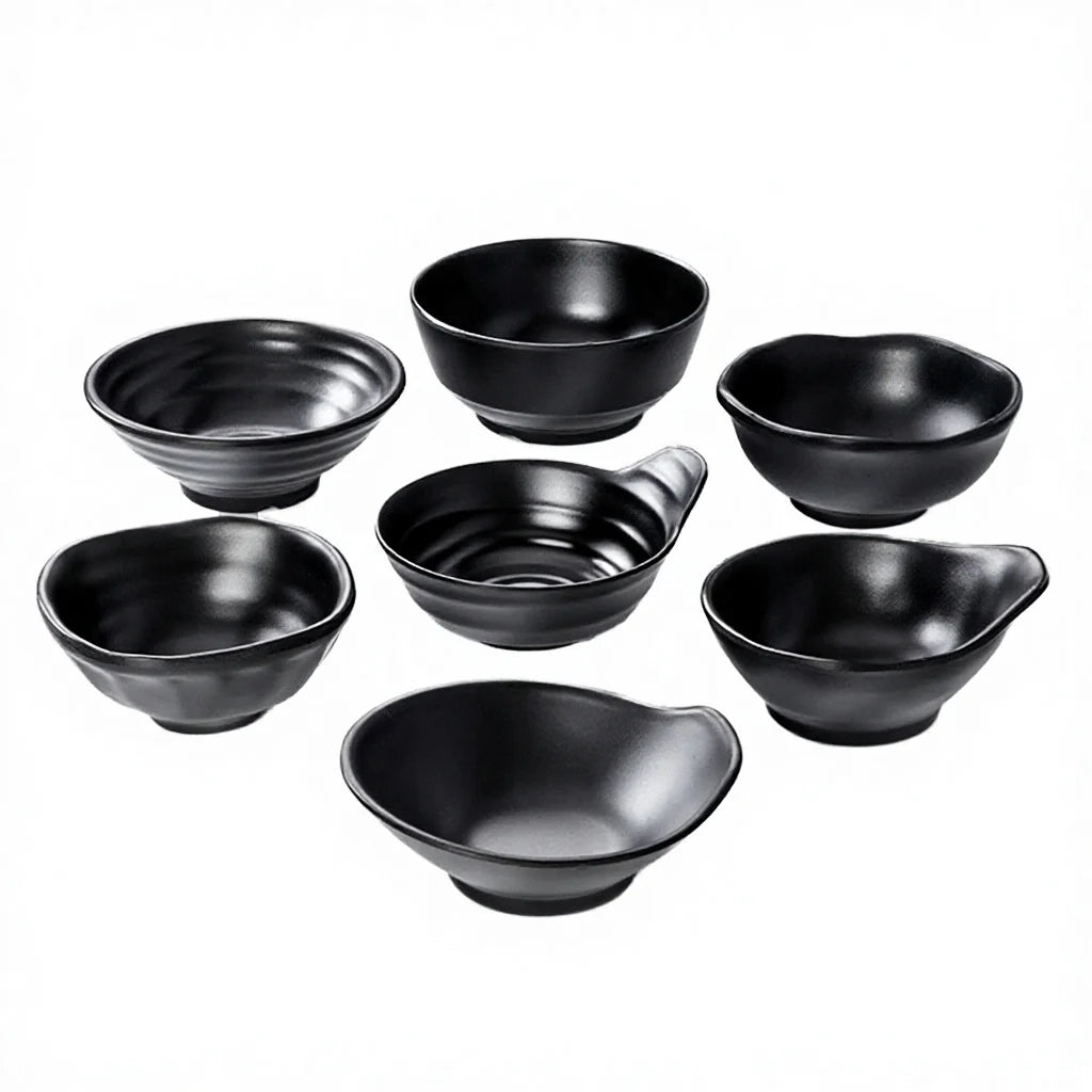 Unbreakable Matte Black Melamine Cereal Bowls Dishwasher Safe for Restaurant Party Salad Ice Cream & Oatmeal-Japandi Style