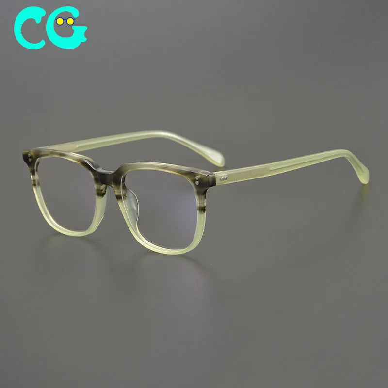 New Japanese Handmade Women Retro Anti-Blue Light Flat Glasses Frame Men Trendy Large Frame Myopia Round Plate Glasses Frame