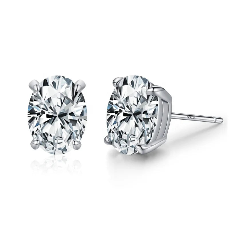 ED3184 S925 Sterling Silver Stud Earrings Set Boho Earrings Studs for Girl Women Jewelry Silver Cz Earrings Oval Cut Jewelry