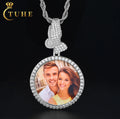 Pray Hand Buckle RIP Memory Jewelry Picture Necklace 35mm 925 Silver VVS Moissanite Diamond Iced Out Custom Photo Pendant