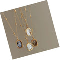 DAIHE New 18K Gold Plated Floral Bead Chain Necklace Stainless Steel Square Rose Flower Pendant Necklace Women Jewelry