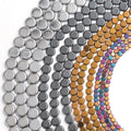 Wholesale Natural Plating Hematite 10mm Bright K White Round Flat Bead for Hematite Bracelet Making
