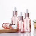 Luxury Pink Essential Oil & Cosmetic Glass Dropper Bottles with Screen Printing 100pcs MOQ Customizable Packaging Box