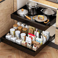 Kitchen Expandable Pull Out Organizer Drawer with Adhesive Film Slide Out Kitchen Cabinet Organizer Heavy Duty Storage Drawer