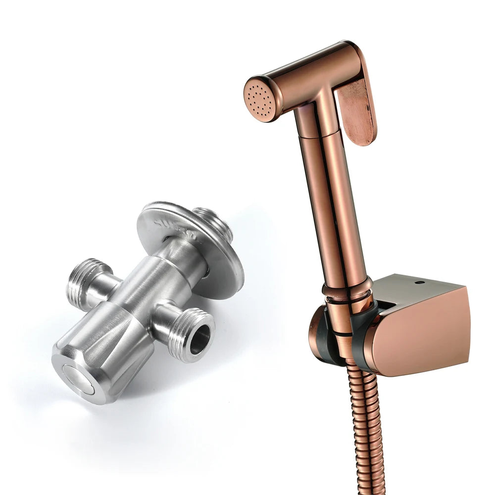 Wall Mount Rose Gold Bidet Set Baby Cloth Diaper Bidet Spray Kit for Toilet