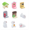 Wholesale Cartoon Figurine Mini Kids Toys Animal Sculpture Art Resin Sand Summer Sleeping Dog Reading Book Surfboard Beer Chair
