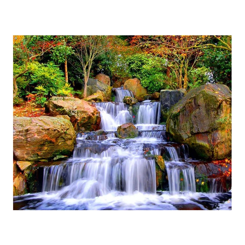 5d Diamond Painting Kit Landscape Square Full  Drill Waterfalls in the Woods Mosaic Diamond Embroidery Home Decor Wall