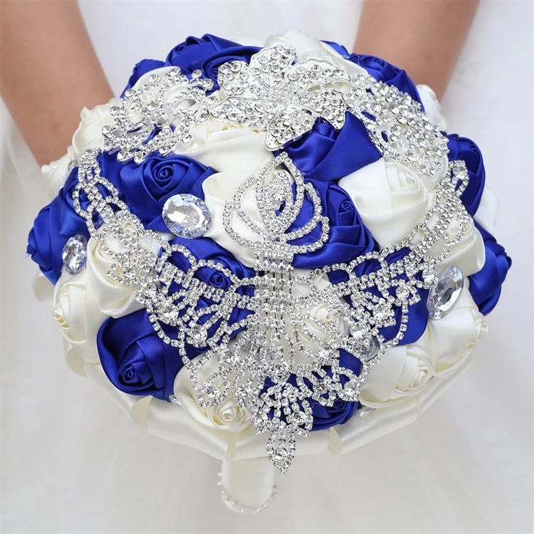 Bride Bouquet Silk Rose Crystal Bridal Bouquet Hand Bouquet for Wedding Bride