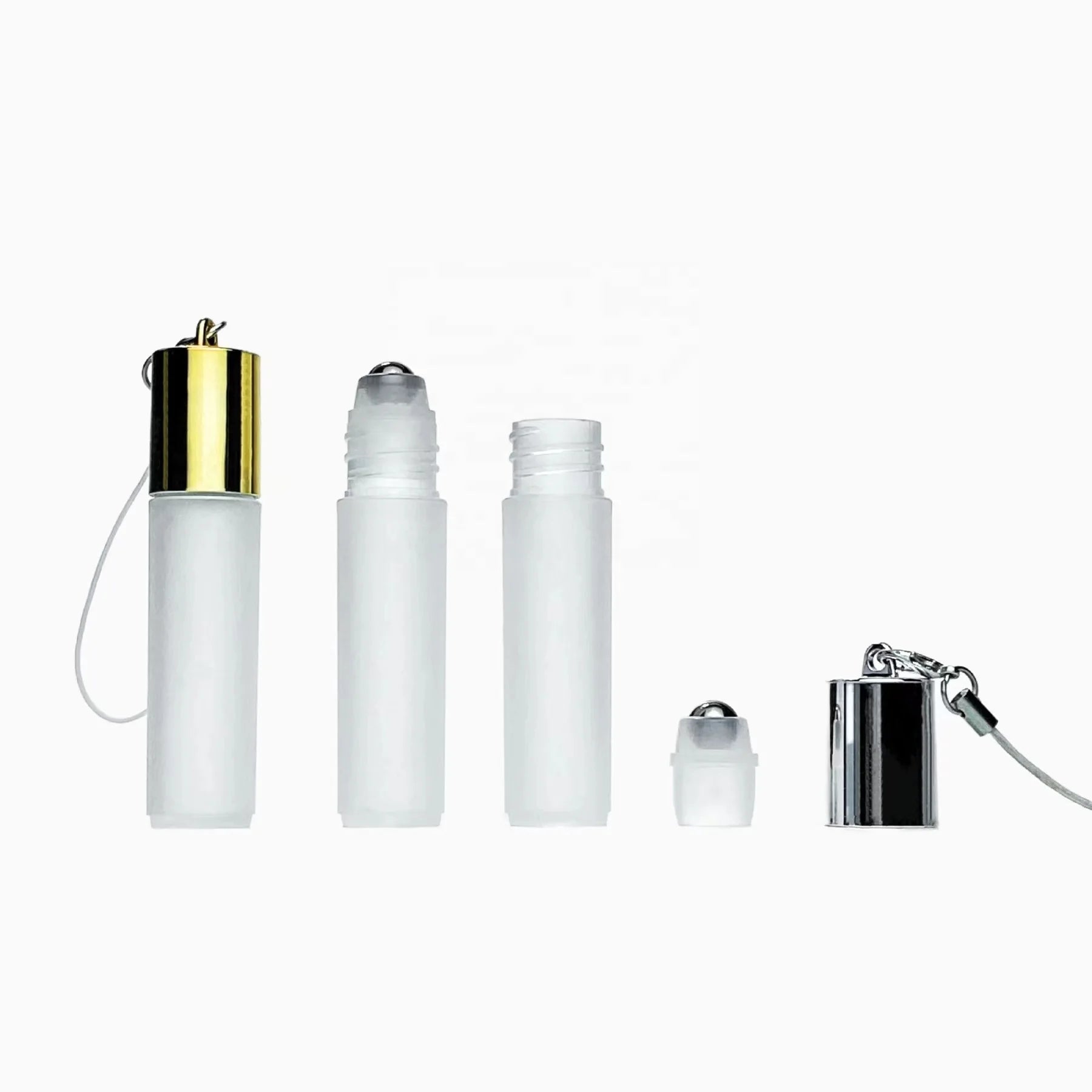 Custom Mini Travel Perfume Bottle 6ml Capacity Frosted Roller Ball Roll-on Design Minimalist Screen Printing Key Chain Lid