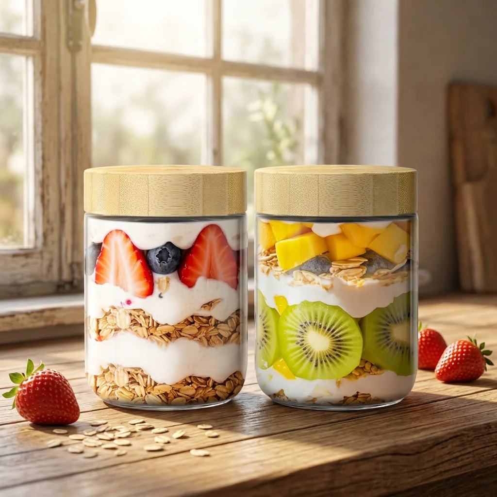Classic Kitchen Storage Transparent Glass Screw Bamboo Lid Jars 400ml Custom Logo for Food Tea and Grain Eco-Friendly MegaBDM