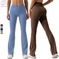 Women's New Fashion Soft Polyester Flared Gym Fitness Pants Hip Lifting Exercise Trousers