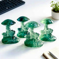 Wholesale Natural Crystal Green Fluorite Mushroom Carving Polished Crystal Craft Colourful Fluorite cat for Healing Decoration