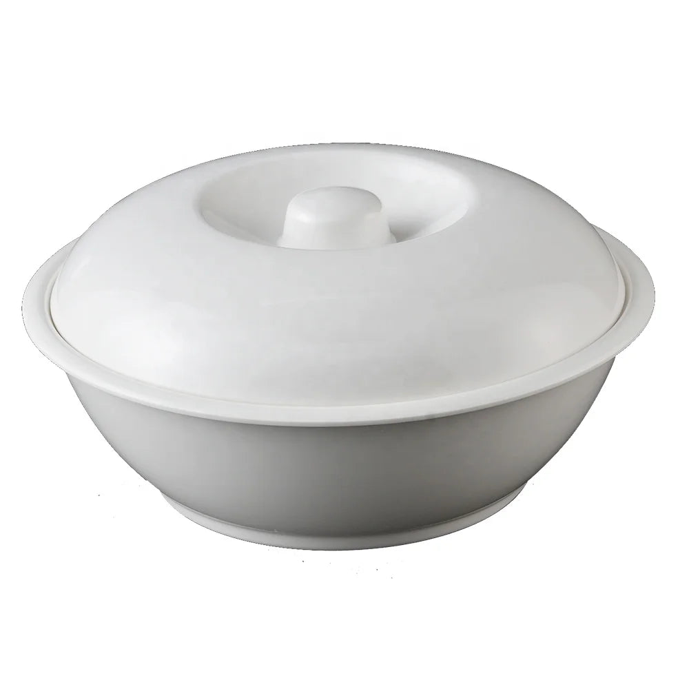 Restaurant Melamine Tableware Food Grade Unbreakable Heat Resistant Large White Soup Bowl with Lid