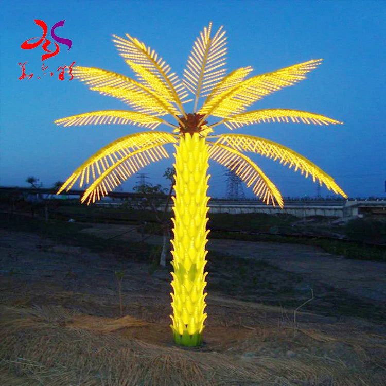 RGB LED Artificial Palm Tree Landscape Lamp Metal Deco for Business Street Park & Garden