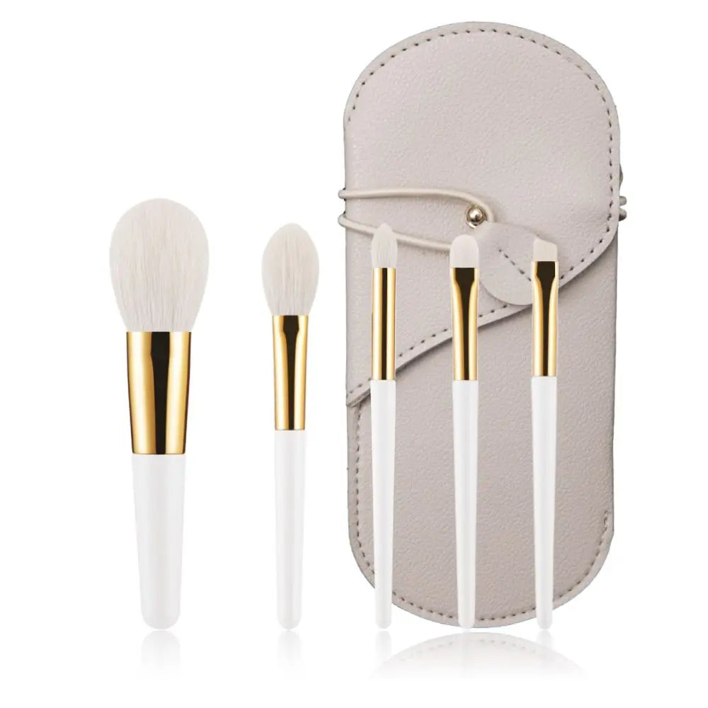 Gracedo 2021 Fashion New Listing White Short Handle Cruelty Free 5Pcs Gold White Hair Makeup Brush Set