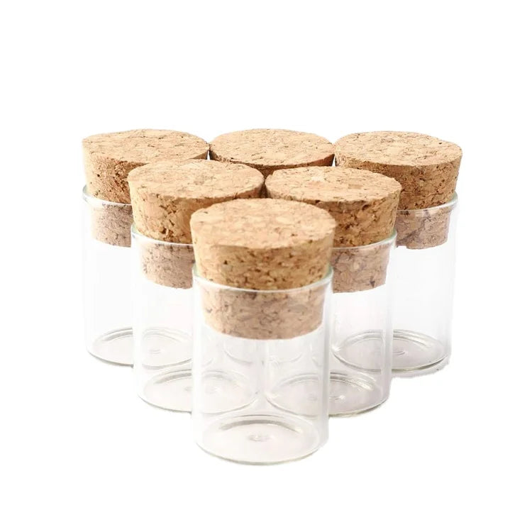 Small Empty Borosilicate Glass Tube Bottles Storage Candy Spice Glass Cork Jars Lids for Wholesale