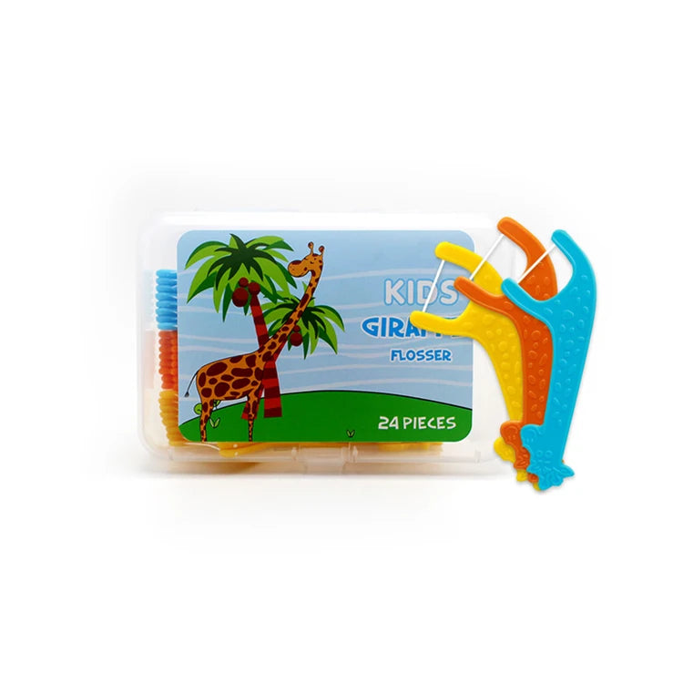 Box Biodegradable Kids Floss Picks Adorable Animal Theme with Mild Flavor BPA Free Parent-Child Dental Care Product