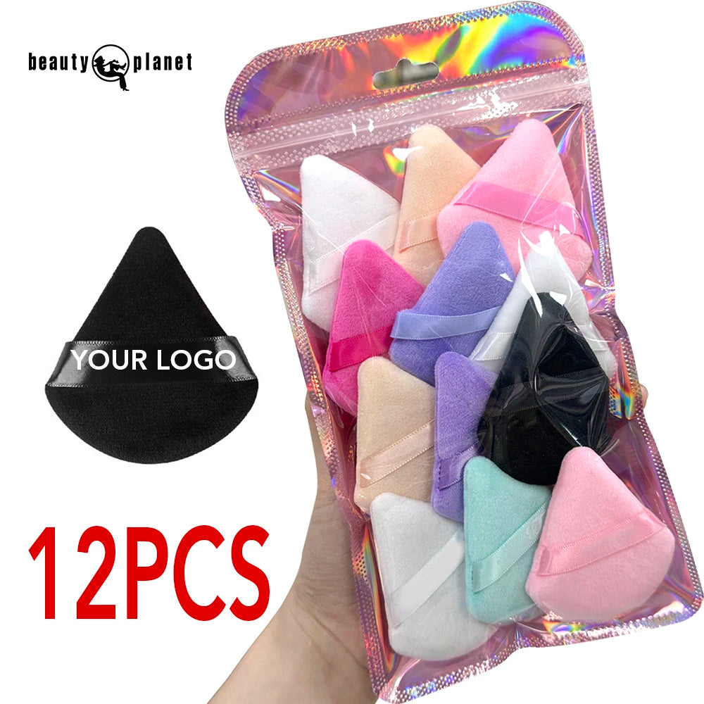 Beauty Planet 12pcs Makeup Tool Sponge Face Makeup Velvet Soft Face Sponge for Makeup Custom Printed Sponge Wet Dry Powder Puff
