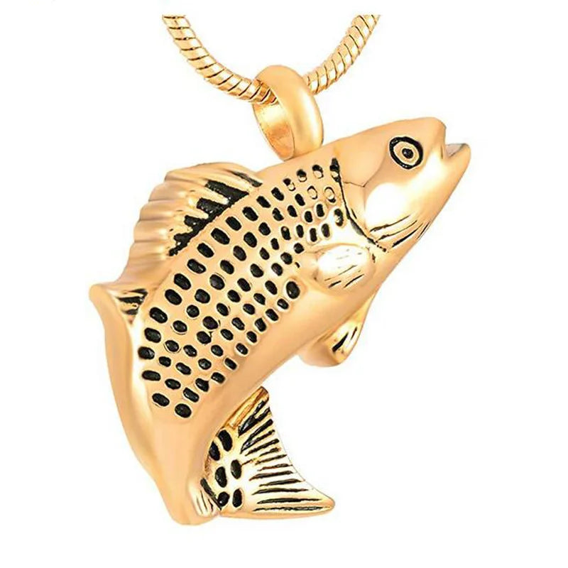 Animal Fine Pendant & Charms Necklace Stainless Steel Cremation Urn Fish Shape Pet Memorial Jewelry Ashes Keepsake Urn Pendant