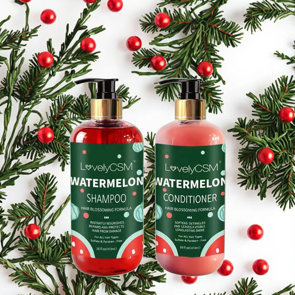 Wholesale Merry Christmas Gift Set Organic Fruit Anti Hair Loss Dandruff Herbal Watermelon Tea Tree Oil Shampoo and Conditioner