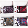 Shengzhou Mens Tie Pin and Cuff Link Sets Paisley Tie Pocket Square and Cufflinks Set Gift Set Box for Shirt and Tie
