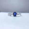 925 Sterling Silver Engagement Rings Classic Oval Cut with Natural Sapphire New Design for Weddings and Parties CMA Certified
