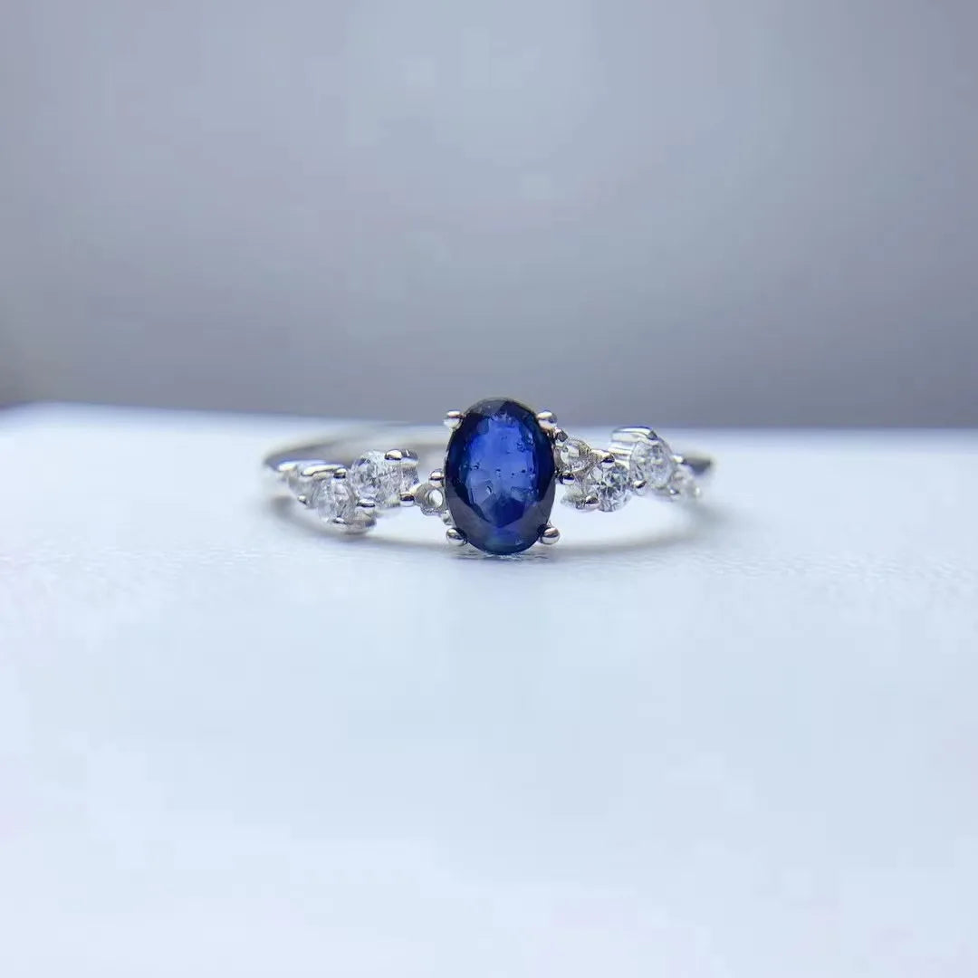 925 Sterling Silver Engagement Rings Classic Oval Cut with Natural Sapphire New Design for Weddings and Parties CMA Certified