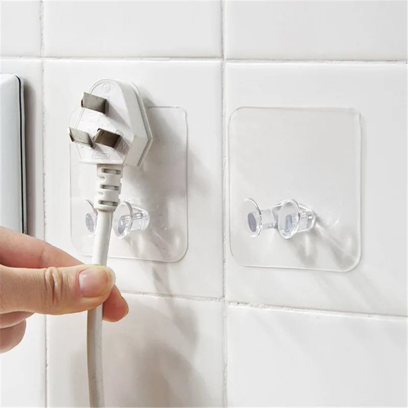 10pcs/Bag Power Plug Unmarked Sticker Hook Adhesive Wire Plug Bracket Hook