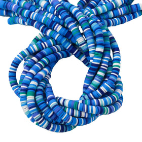 6mm Blue Series Circular Ceramic Porcelain Clay Flat Beads Jewelry Making DIY Bracelet Necklace Mobile Chain Accessories
