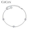 LUOTEEMI Wholesale Stock Women Fashion Hot Sale Shiny CZ Crystal Real 925 Sterling Silver Charm Link Chain Bracelets