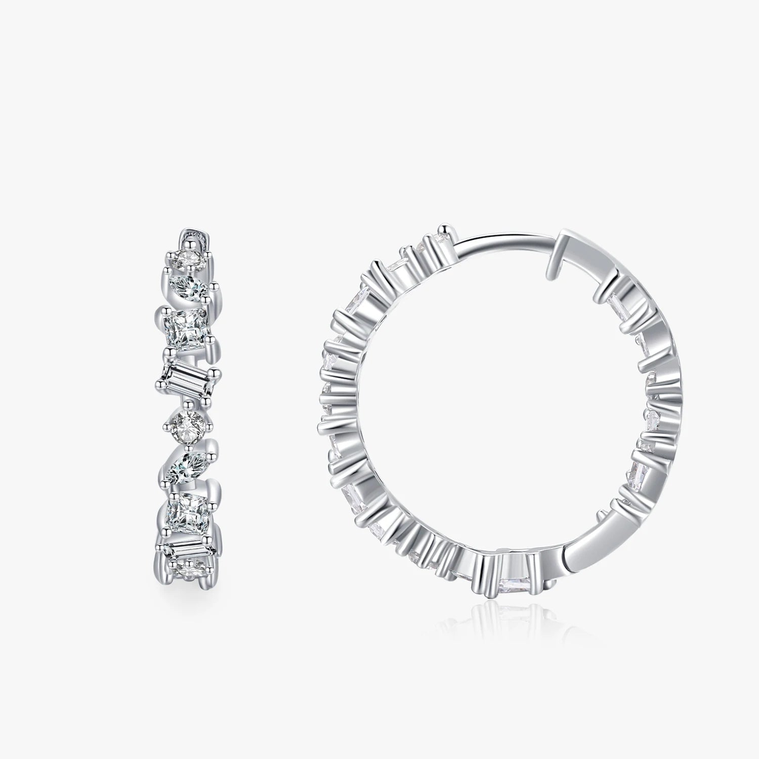 Ailmay Fine Irregular Geometric Design Clear Zircon Earrings for Women Classic Luxury 925 Sterling Silver Fashion Jewelry