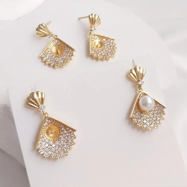 14K Gold Plated Copper Earring Findings Pearl Posts Ear Pad Blank 925s Stud Base Earrings for Jewelry Earring Making RS22DTE08