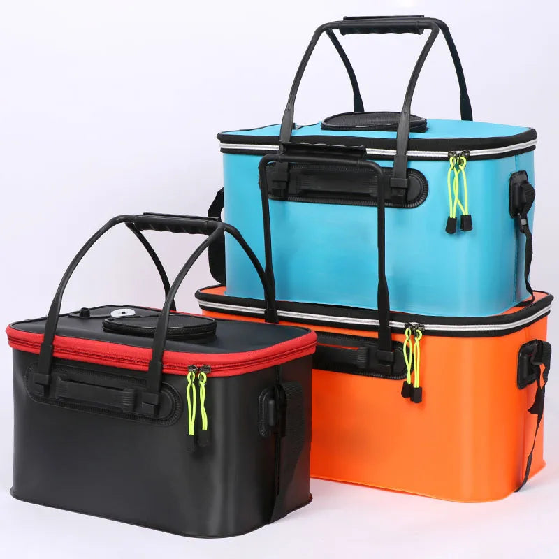Portable Folding Eva Bucket with Strap Handle Custom Logo Waterproof Fishing Tackle Bag for Outdoor Live Fish Storage Rod Use