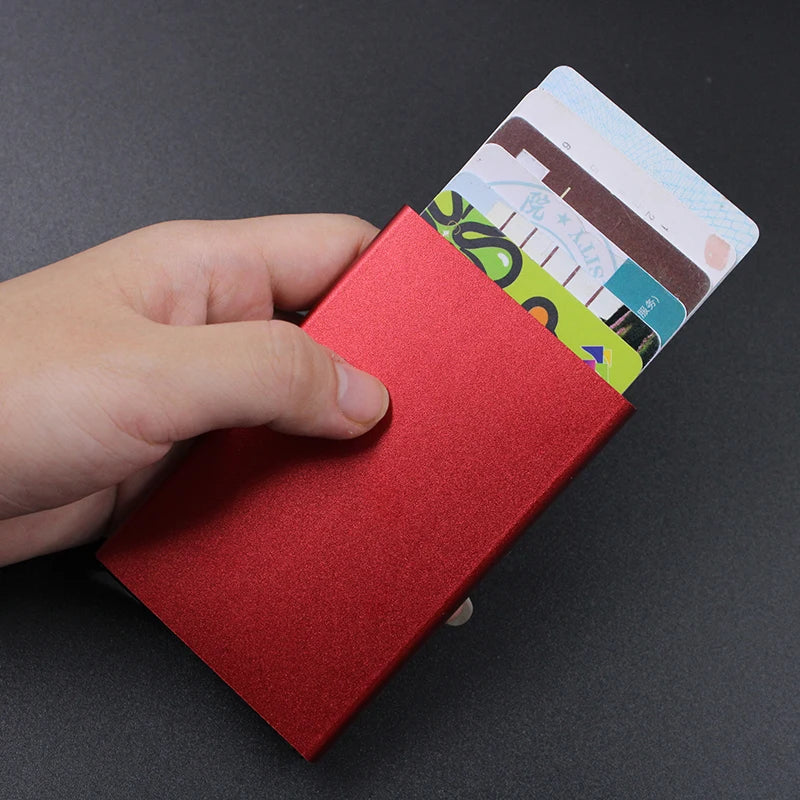 Men Pop-up Automatic Metal Aluminum Credit Card Holder Business RFID Credit Card Shell Compact Card Organizer Box