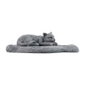 Lifelike Sleeping Cat Resin Sculpture with Textured Fur for Home Office Decor Realistic Gray Tabby Statue for Home Office Decor