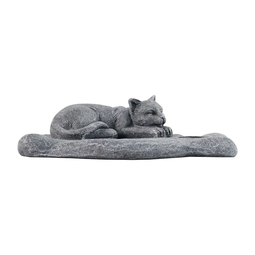 Lifelike Sleeping Cat Resin Sculpture with Textured Fur for Home Office Decor Realistic Gray Tabby Statue for Home Office Decor