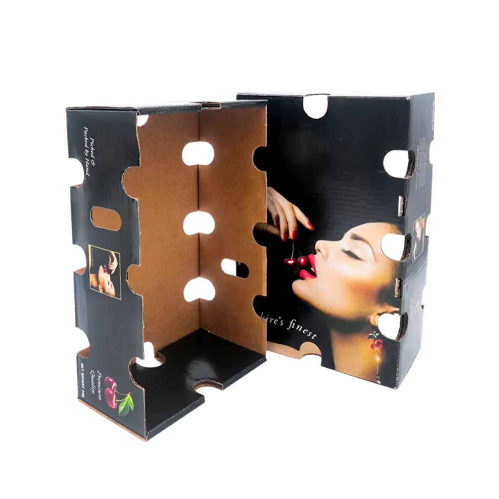 Durable Cherry Fruit Packaging Box Custom Cartons Agricultural Fruit Product Corrugated  Fruit Boxes Boxes With Cherry Design
